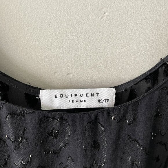 Equipment Kaylen Lace Sleeveless Casual Lined Round Neck Tank Top Black XS NEW - Picture 6 of 7